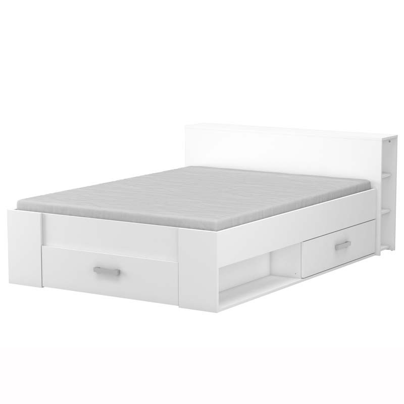 Cama Blanca con Cajones Opi 140x190 Dormitorio - Miroytengo.es