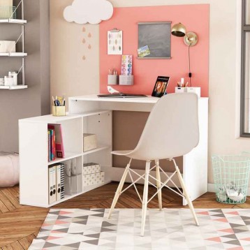 Mesa Escritorio Moderno Con Estanteria Baja Color Blanco_ambiente 1