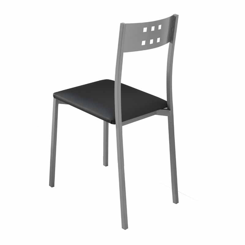 Pack 4 Sillas Cocina Negras Polipiel y Metal
