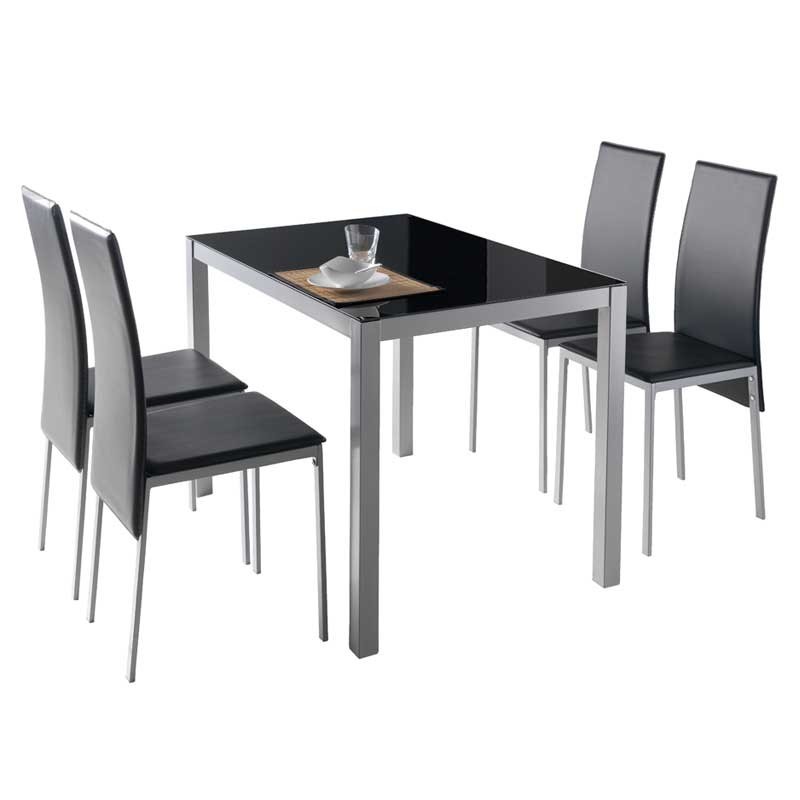 Silla Salón Moderna Saona Color Negro y Gris Metalizado