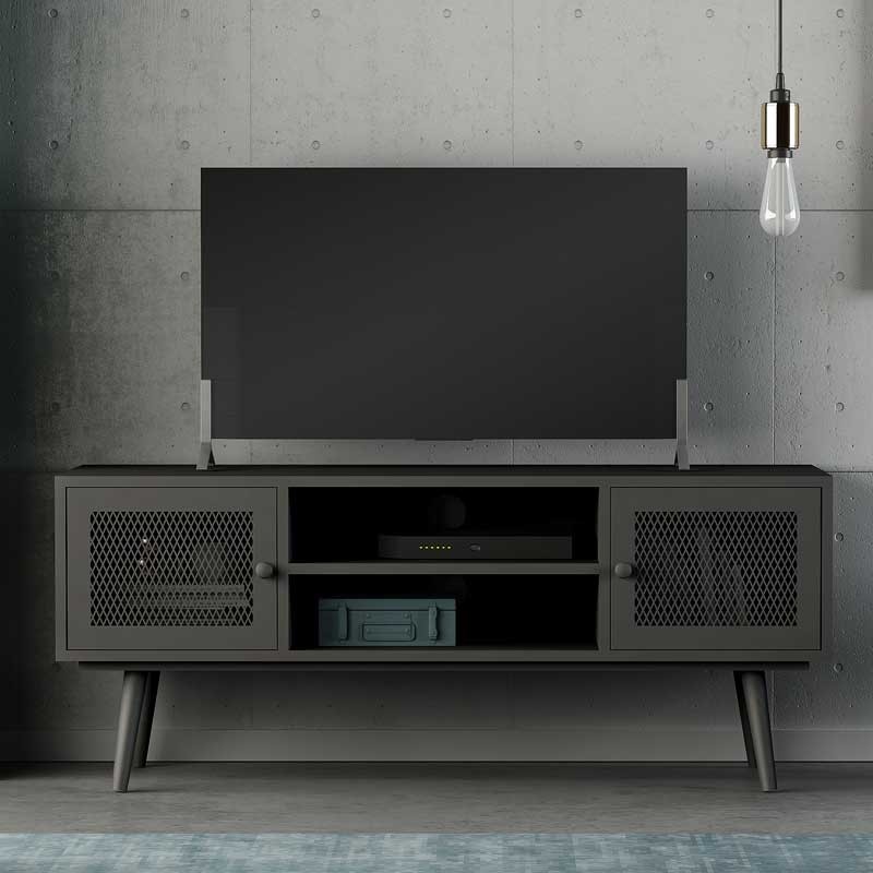 Mueble TV Negro Urban 2 Puertas 2 Huecos 45x110x35 cm - Miroytengo.es