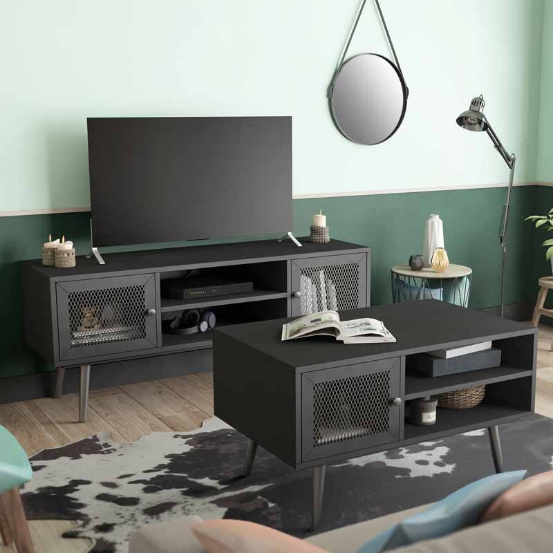 Muebles de Salón Estilo Industrial color Negro Urban - Miroytengo.es