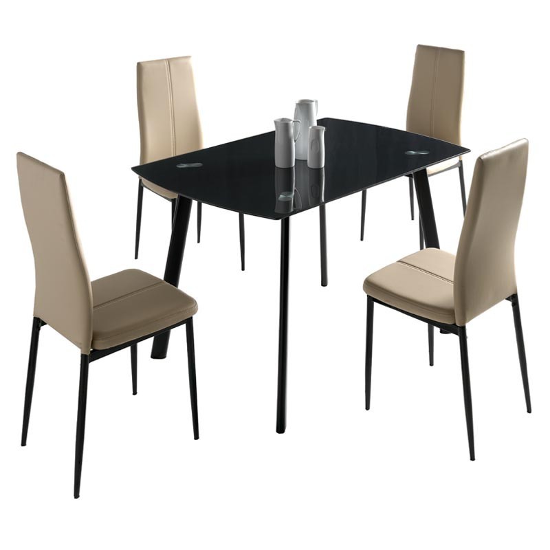 Conjunto mesa cristal + 4 sillas Brea
