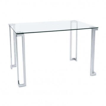 Mesa Fija de Cocina o Salón Cristal y cromo Rectangular_portada