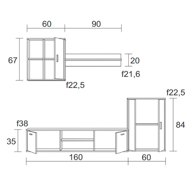 Mueble Para Salon Comedor Blanco Mate y Shamal