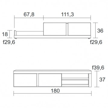 Mueble de salón Fly color blanco y naturale_medidas