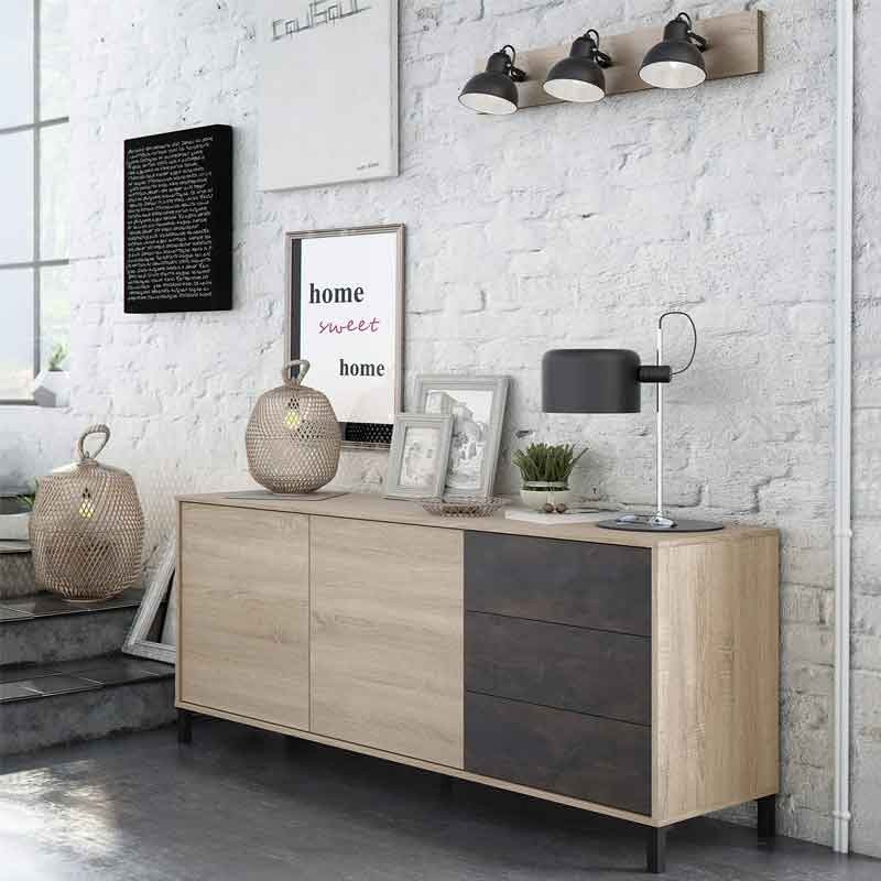 Aparador Salón Óxido 3 Cajones Comedor 154x41