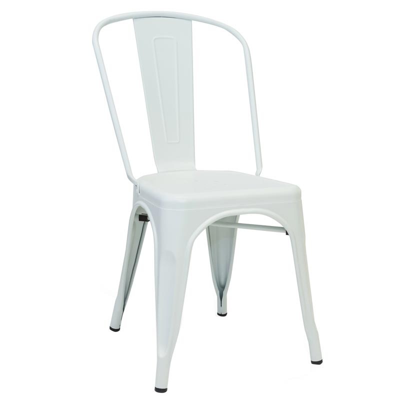 Silla Metal Blanca Salón Comedor Apilable Acero 85x53x45
