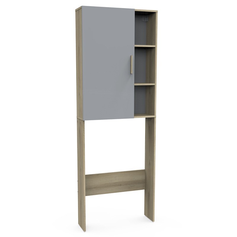Mueble Baño Nacre Auxiliar 2 Tipos Montaje Color Roble Kronberg y Gris