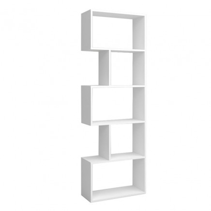 Librería Neón 5 estantes color blanco mate 181x60x25 cm