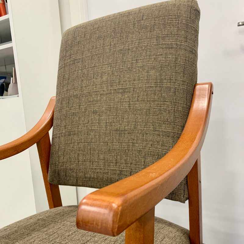 Sillón Fijo Madera Maciza Color Cerezo y Marrón Mueble 56x98x60 cm