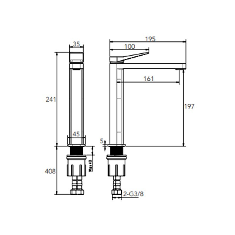 Grifo para Lavabo Alto Quadra Color Cromado