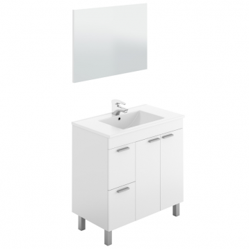 Mueble para baño con espejo Sabela Blanco Brillo 80x45 (LAVABO OPCIONAL)