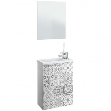 Mueble baño Compact blanco y darby 58x40x22 (LAVABO INCLUIDO)