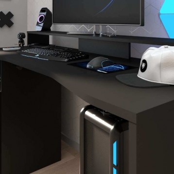 Pack Gaming LED Color Negro Mesa Y Estanterías_Detalle_1