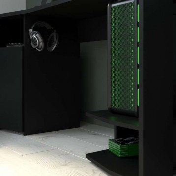 Pack Gaming LED Color Negro Mesa Y Estanterías_Detalle_2