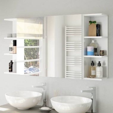 Conjunto muebles baño blanco armario alto + mueble auxiliar