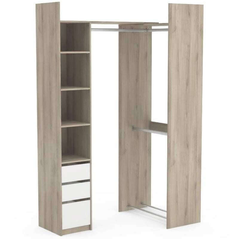 Vestidor Swing 3 Cajones Roble y Blanco Doble 200x218 cm Vestidor Swing 3 Cajones Roble y Blanco Doble 200x218 cm