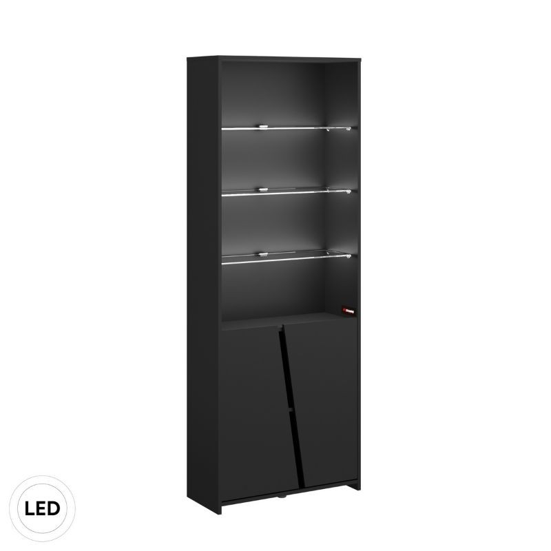Libreria Alta Diamond Estilo Gamer Color Negro Con Luces Led 67x180x28 cm
