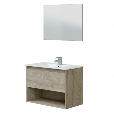 Mueble de Baño Suspendido con Espejo (Lavamanos Opcional) 