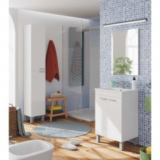 Mueble de Baño Pack Blanco Brillo con columna (Incluye Lavabo y espejo) Ancho 52 cm