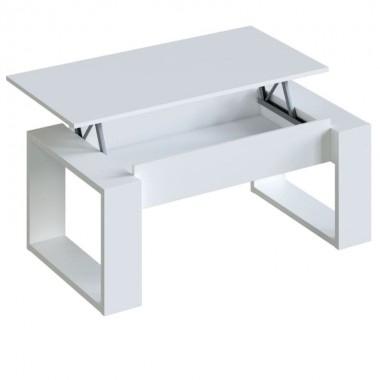 Mesa de centro elevable modelo Savela cristal blanco