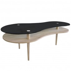 Mesa de centro cristal Peanut negro y roble 140x70 cm