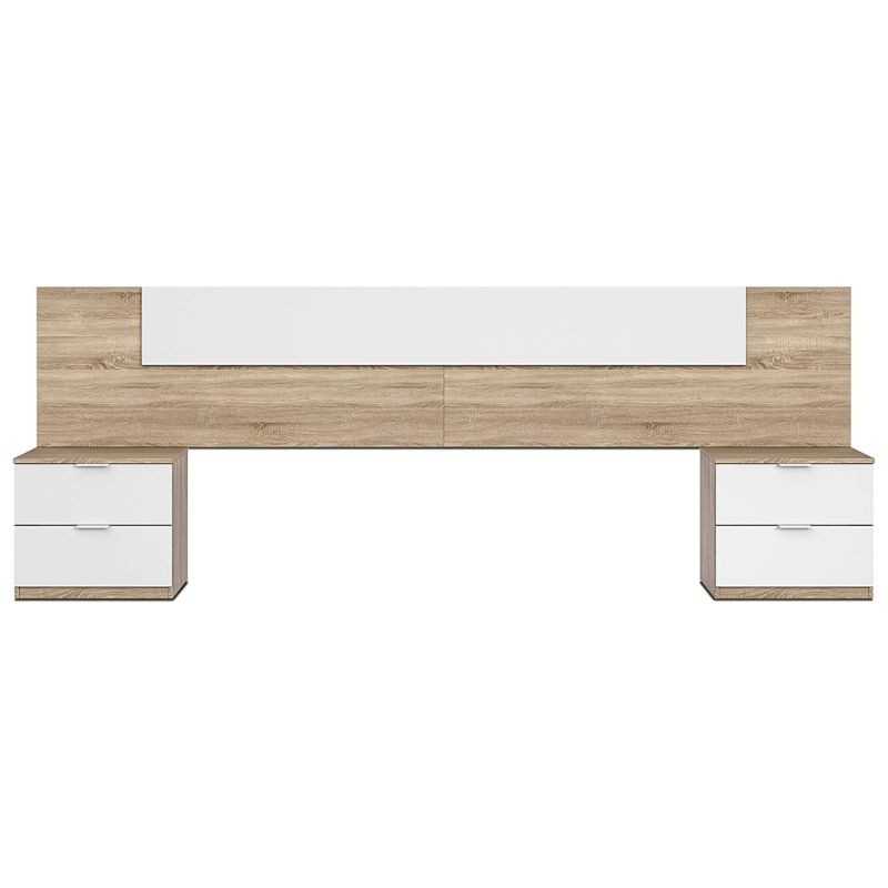 Dormitorio Matrimonio Estilo Nórdico Completo Blanco y Roble Canadian Cama 150