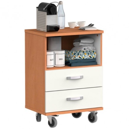 Cómoda infantil 2 cajones con ruedas