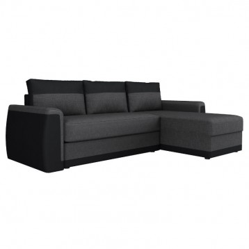 Sofa chaise longue en negro y gris antracita 3 plazas