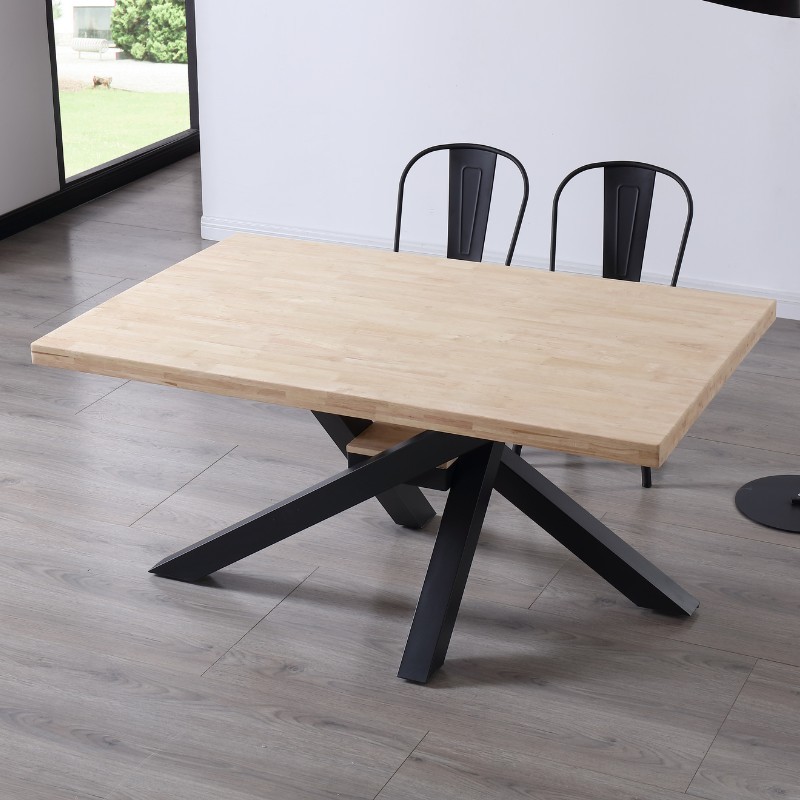 Mesa madera roble nordish Xena pata cruzada negra metal_ambiente_2
