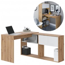 Mesa escritorio-estantería Duo Roble Nodi-Blanco Artik 