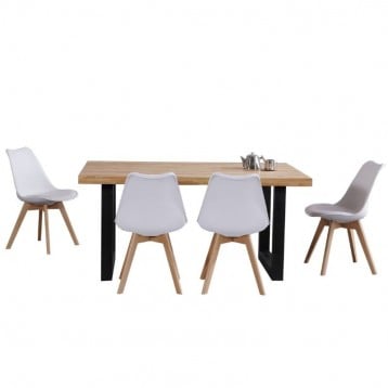 Pack mesa industrial y sillas nordicas blancas roble nordish_Portada