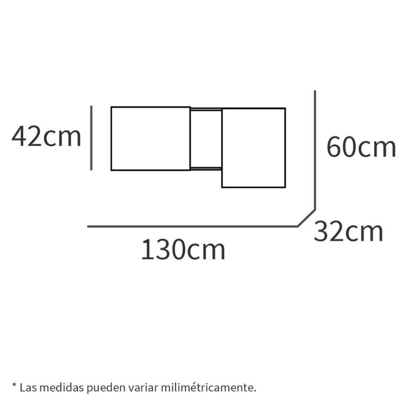 Módulo Salón Comedor Nilo en L Roble Gold y Blanco-medidas