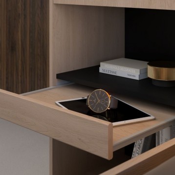 Conjunto Dormitorio Completo John Roble Jackson y Negro Mate - detalle 1