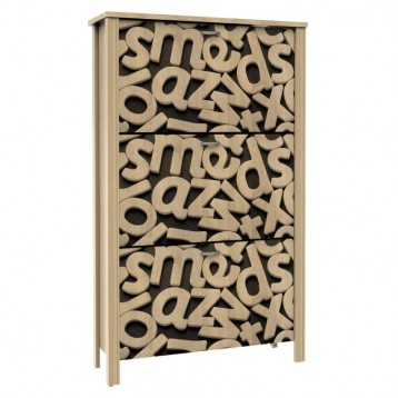 Zapatero Wita 3 Portones Aserrado con Dibujo Letras Impreso 81x28x135 cm