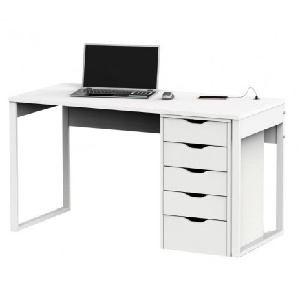 Escritorio 135 cm + cajonera color blanco oficina despacho estudio