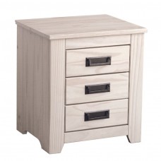 Mesita De Noche Annecy De Madera De Abeto Color Blanco Lavado 3 Cajones 45x50 cm Mesita De Noche Annecy De Madera De Abeto Color Blanco Lavado 3 Cajones 45x50 cm