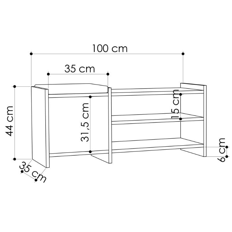 Mueble Zapatero Recibidor en color Blanco 100x44x35 Cm