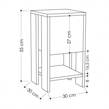 Mesita de noche Gate Roble Safir y Blanco medidas
