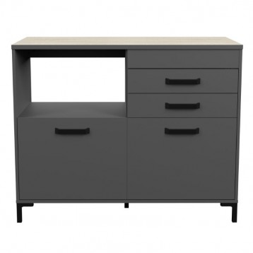 Módulo Inferior Cocina Smoke 118 Cm Con Cajones Color Gris y Roble_1