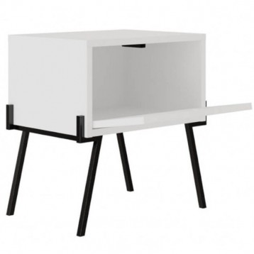 Mesita De Noche Misty Blanco _detalle puerta abatible