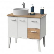Mueble De Baño Con Patas Aqua Blanco Y Roble Gold (Lavabo Opcional) 82x92x50 cm