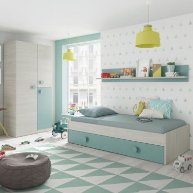 Pack habitacion Juvenil Infantil Completo (Cama Nido+Estante+