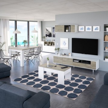Pack muebles salón blanco artik y roble alaska_Portada