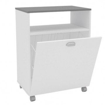 Mueble Auxiliar Lavandería Con Ruedas Color Blanco Con Tapa Gris_3