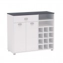 Buffet blanco Asfeld 2 botellero armario cajon 103x101x40 cm