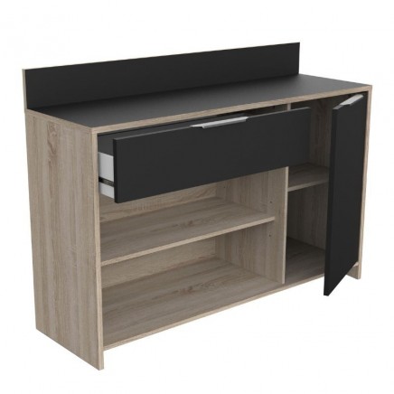 Mueble Auxiliar Microondas Roble Y Negro_Portada