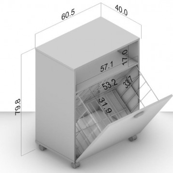 Mueble Auxiliar Lavandería Con Ruedas en color Gris_medidas