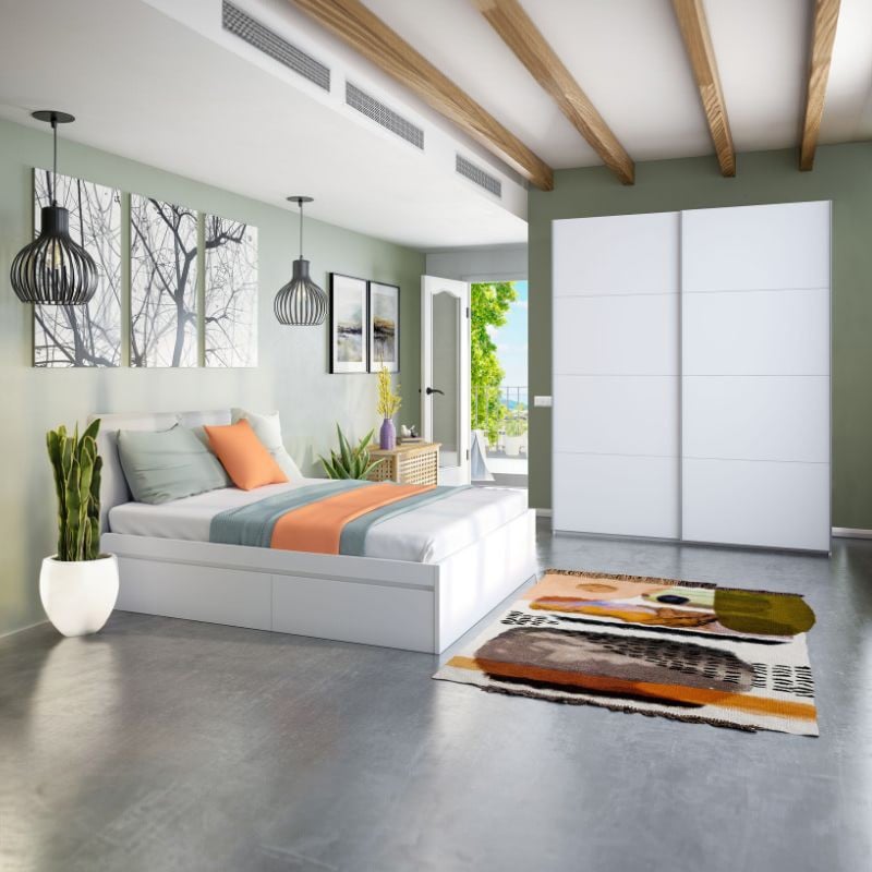 Miroytengo Pack Muebles Dormitorio Juvenil Completo Blancos Modernos (Cama  + Armario + Escritorio) Incluye SOMIERES : : Hogar y cocina